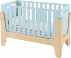 Детская кроватка IndigoWood Tower Baby 140x60cm blue / natural wood (со съемной спинкой, с дополнительным бортиком)